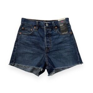Levi Shorts Womens Size 26 Blue Cut Off Ribcage Super High Waisted Denim NWT
